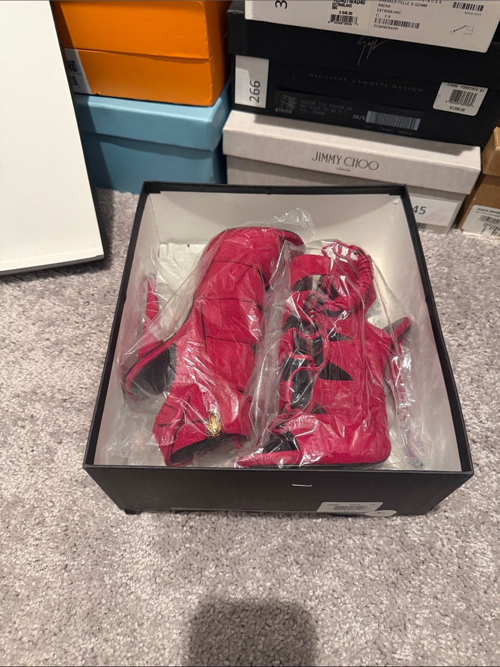 Giuseppe Zanotti Pink Suede Lace-Up ALIEN Sandals - Picture 9 of 9